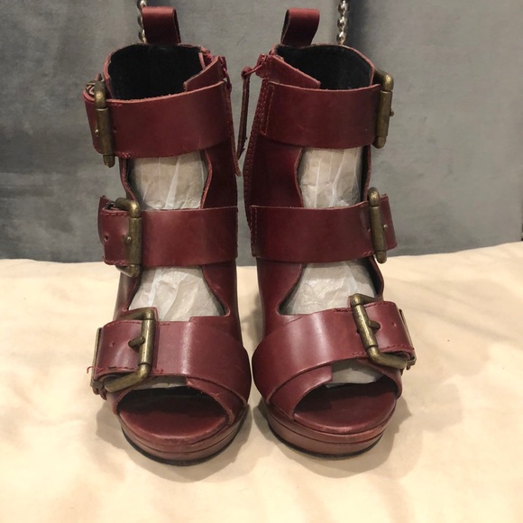 Maroon Platform Buckle Diesel Sandal - Picture 2 of 2